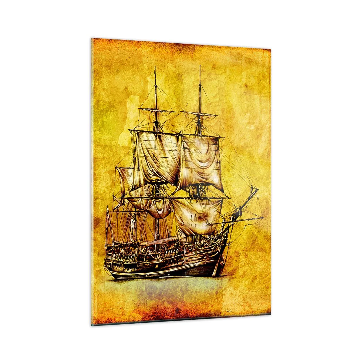 Cuadro sobre vidrio - Impresiones sobre Vidrio - ¡Rumbo a la isla Tortuga! - 50x70 cm