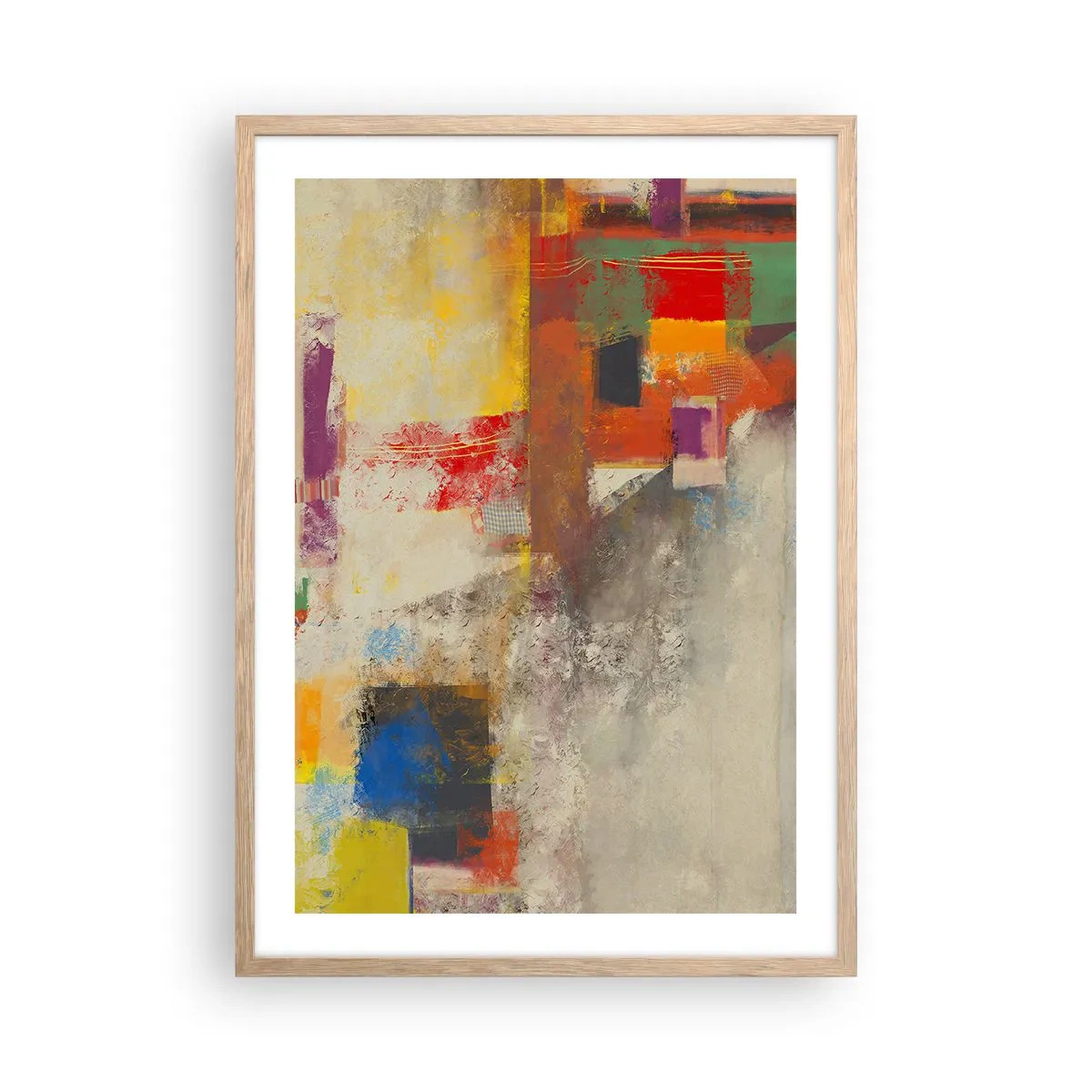Póster en marco roble claro - Geometría de color - 50x70 cm