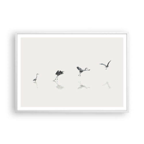 Póster en marco blanco - Cuatro sencillos pasos para despegar - 100x70 cm