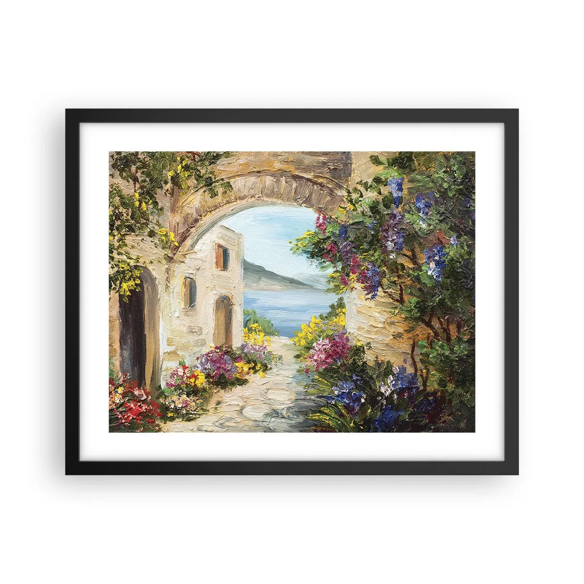 Póster en marco negro - El encanto del paisaje costero - 50x40 cm