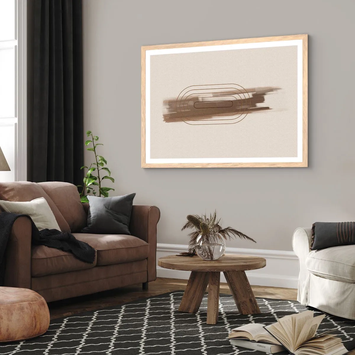 Póster en marco roble claro - Un soplo de gris - 70x50 cm