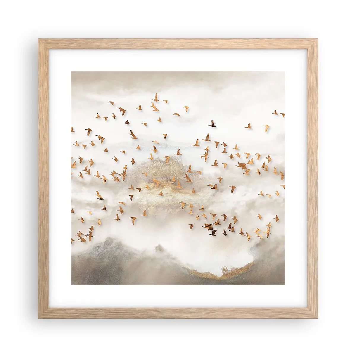 Póster en marco roble claro - Es hora... - 40x40 cm