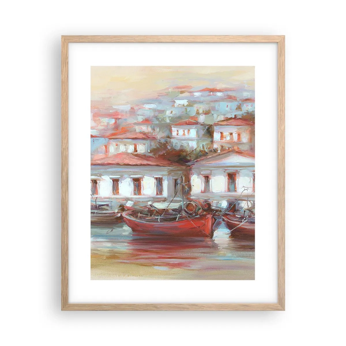 Póster en marco roble claro - Ciudad feliz - 40x50 cm