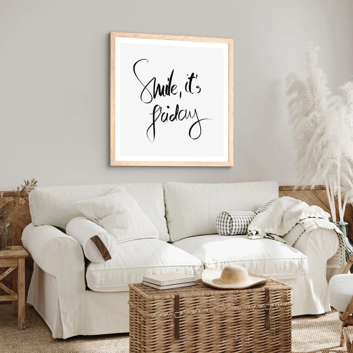 Póster en marco roble claro - La verdadera alegría - 60x60 cm