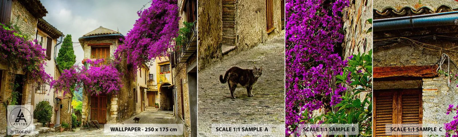 Muestra de fotomural Premium Sand - Bajo un manto de flores - Paisaje, Arquitectura, Ciudad - 100x30 cm