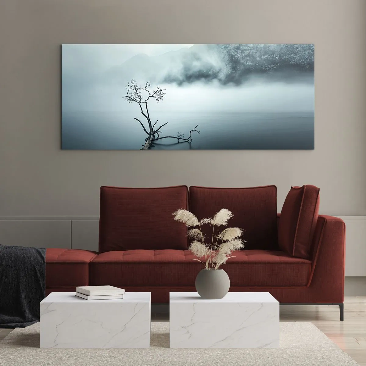 Cuadro sobre vidrio - Impresiones sobre Vidrio - Fuera del agua y de la niebla - 100x40 cm