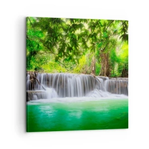 Cuadro sobre lienzo - Impresión de Imagen - Cascada en verde - 60x60 cm