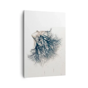 Cuadro sobre lienzo - Impresión de Imagen - Silueta creativa de una mujer y árboles. - 70x100cm - Escuchando el susurro de un árbol - Decoración de pared moderna para salón y dormitorio ARTTOR