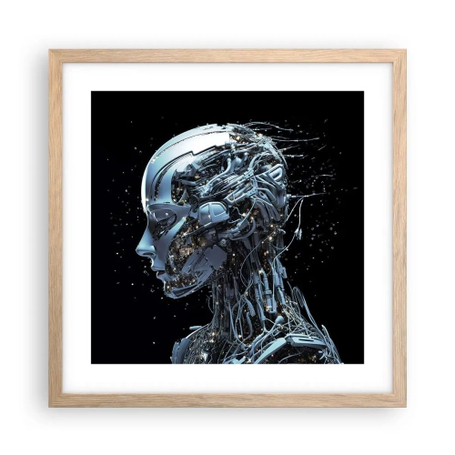 Póster en marco roble claro - La tecnología es una mujer - 40x40 cm