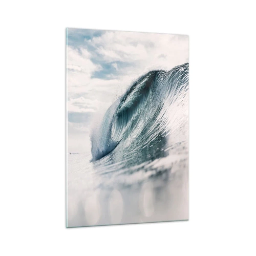 Cuadro sobre vidrio - Impresiones sobre Vidrio - Una ola del mar capturada en un momento dinámico contra el cielo. - 70x100cm - La cima del océano - Decoración de pared moderna para salón y dormitorio ARTTOR