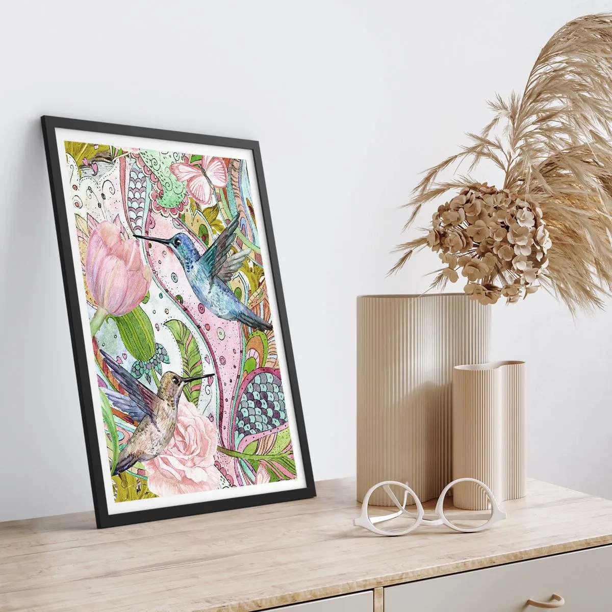 Póster en marco negro - Enredado en las vides - 70x100 cm