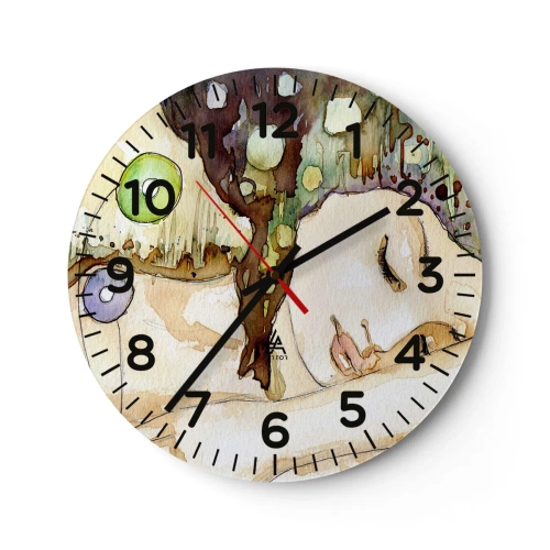 Reloj de pared - Reloj de vidrio - Sueño esmeralda y violeta - 40x40 cm