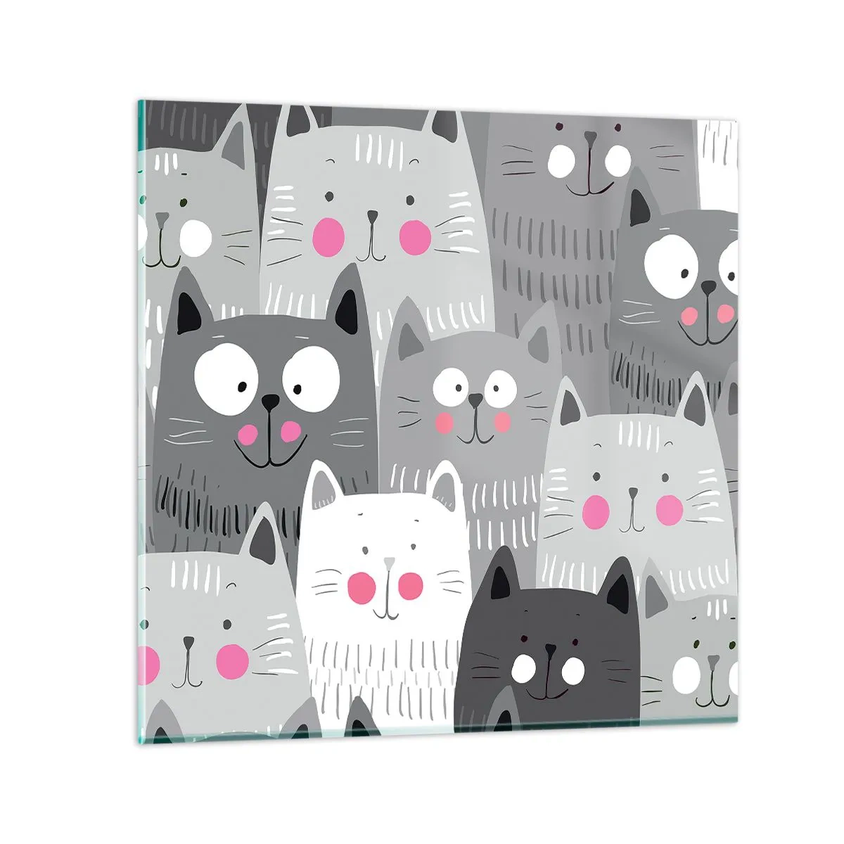 Cuadro sobre vidrio - Impresiones sobre Vidrio - El mundo de los gatos - 50x50 cm