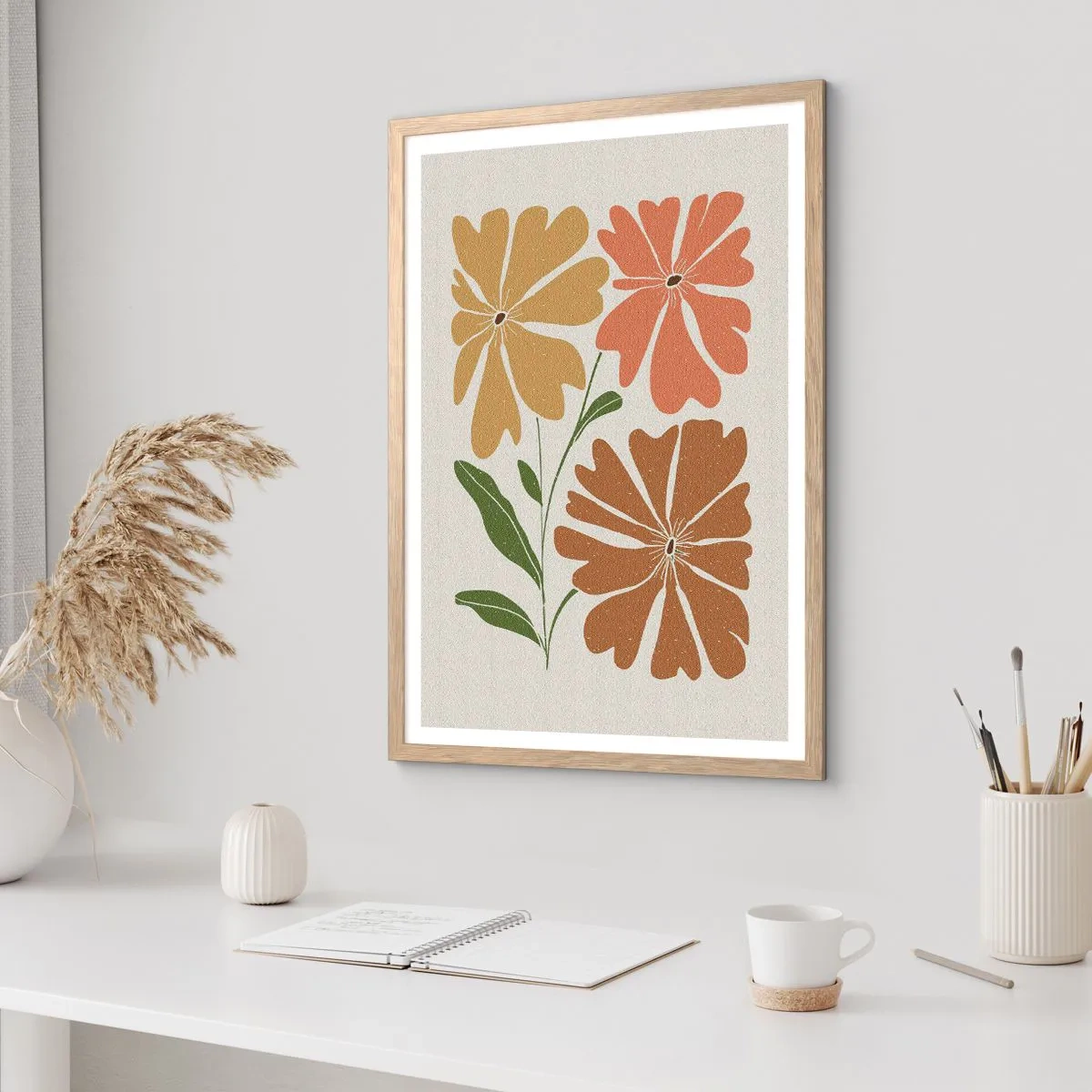 Póster en marco roble claro - Naturaleza y geometría - 70x100 cm