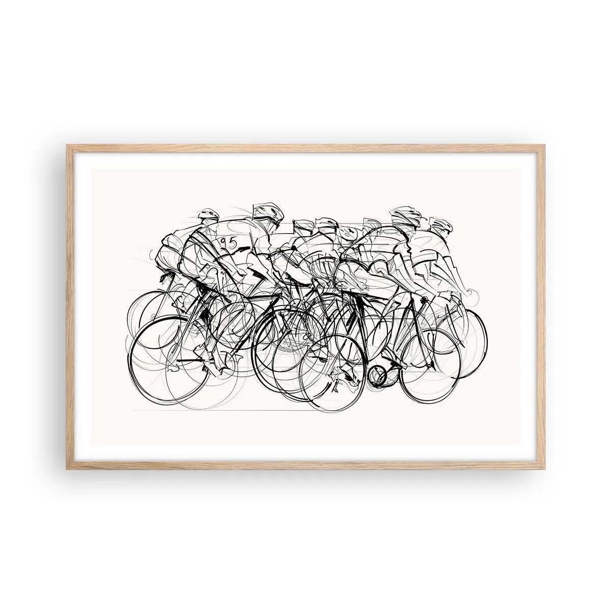 Póster en marco roble claro - Juntos como un equipo - 91x61 cm