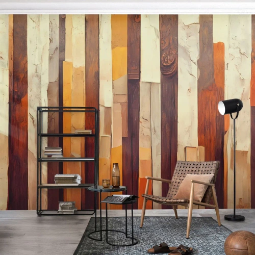 Fotomural Premium Canvas - Himno de los árboles del bosque - Pedazo, Abstracción, Cinturones - 250x175 cm