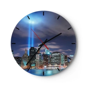 Reloj de pared - Reloj de vidrio - Panorama nocturno de la ciudad con focos. - 30x30cm - Con luz para alcanzar el cielo - Decoración de pared moderna para salón, cocina y dormitorio ARTTOR