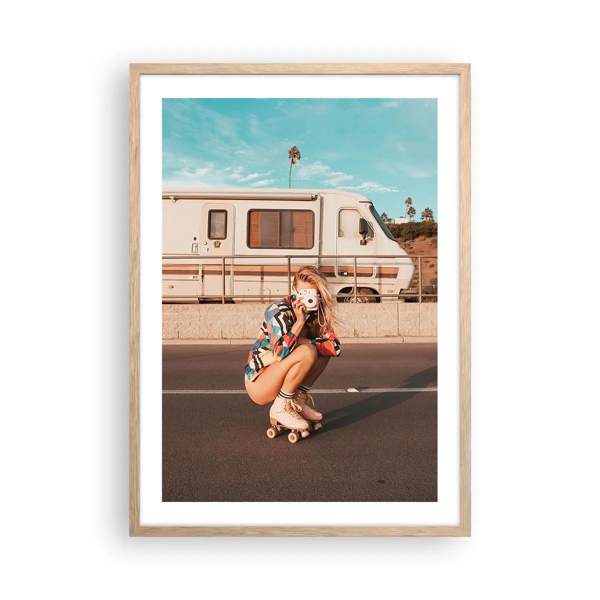 Póster en marco roble claro - ¡Sonrían, por favor! - 50x70 cm