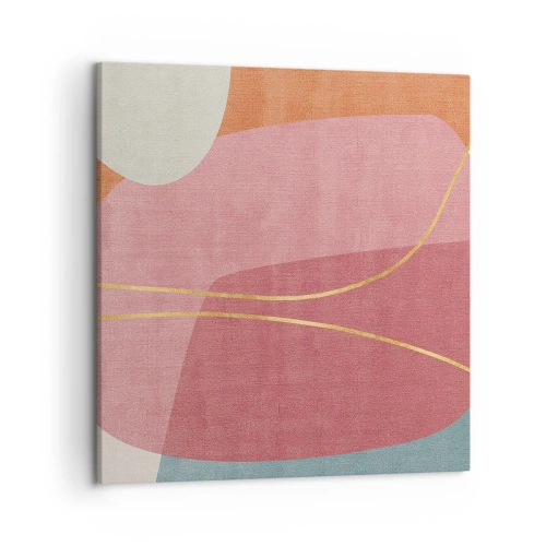 Cuadro sobre lienzo - Impresión de Imagen - Composición en pastel con hilos de oro - 50x50 cm