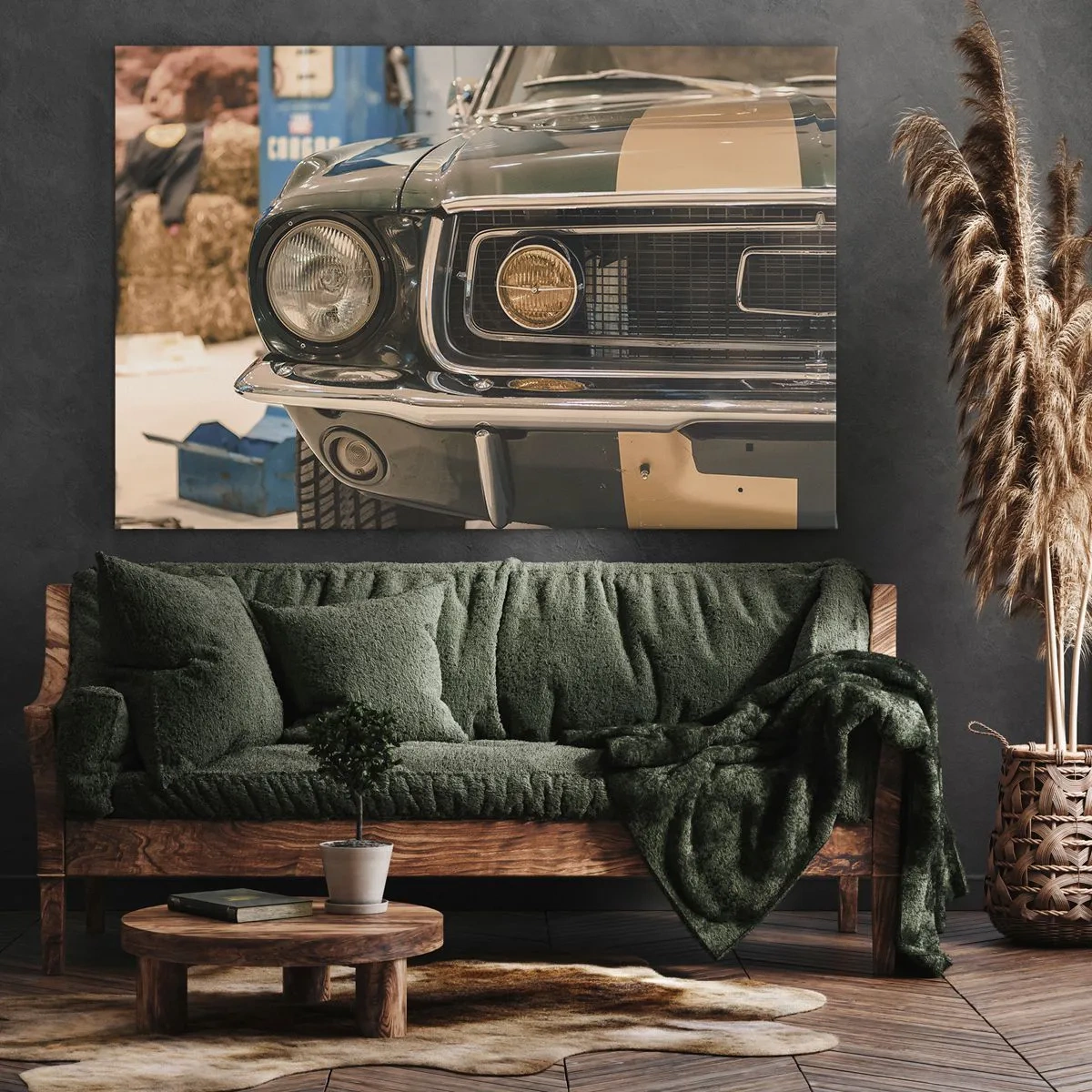 Cuadro sobre lienzo - Impresión de Imagen - Un coche retro icónico en un entorno clásico. - 100x70cm - Encuentro con una leyenda - Decoración de pared moderna para salón y dormitorio ARTTOR