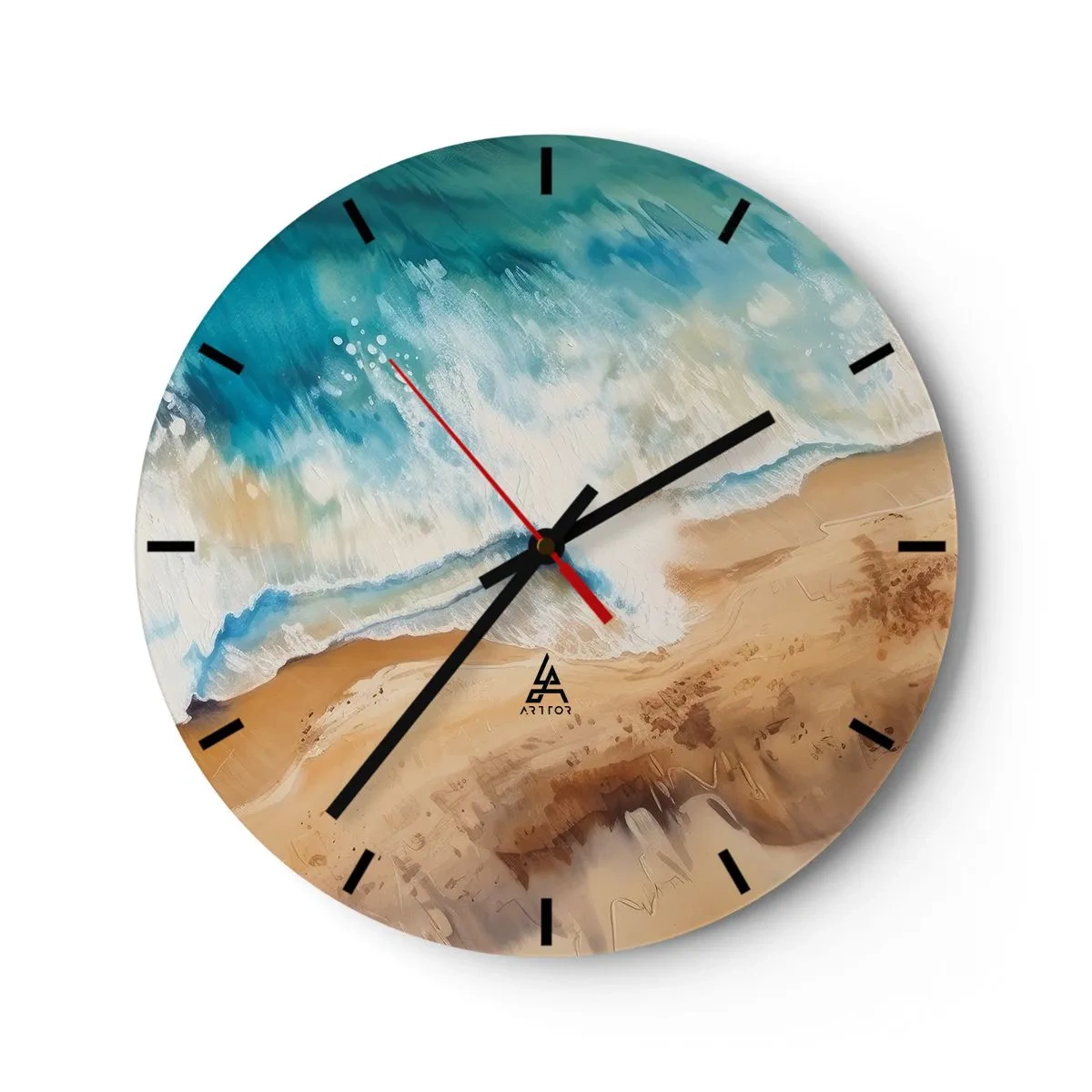 Reloj de pared - Reloj de vidrio - Olas recurrentes - 40x40 cm