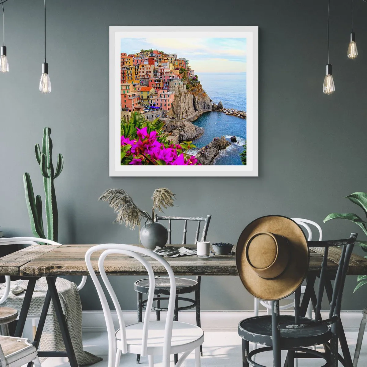 Póster en marco blanco - La ciudad de la risa - 40x40 cm