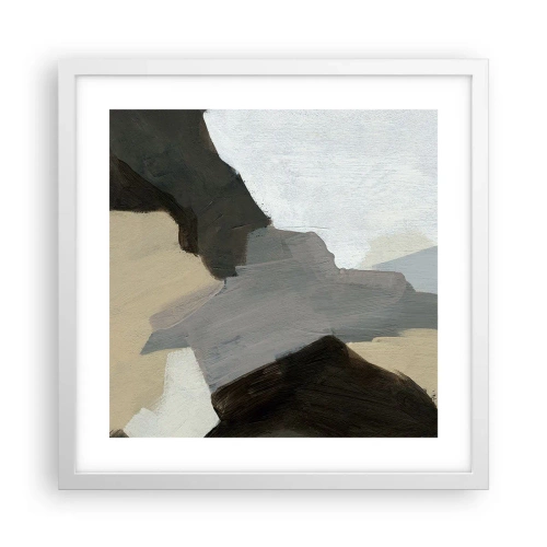 Póster en marco blanco - Abstracción: partes del gris - 40x40 cm