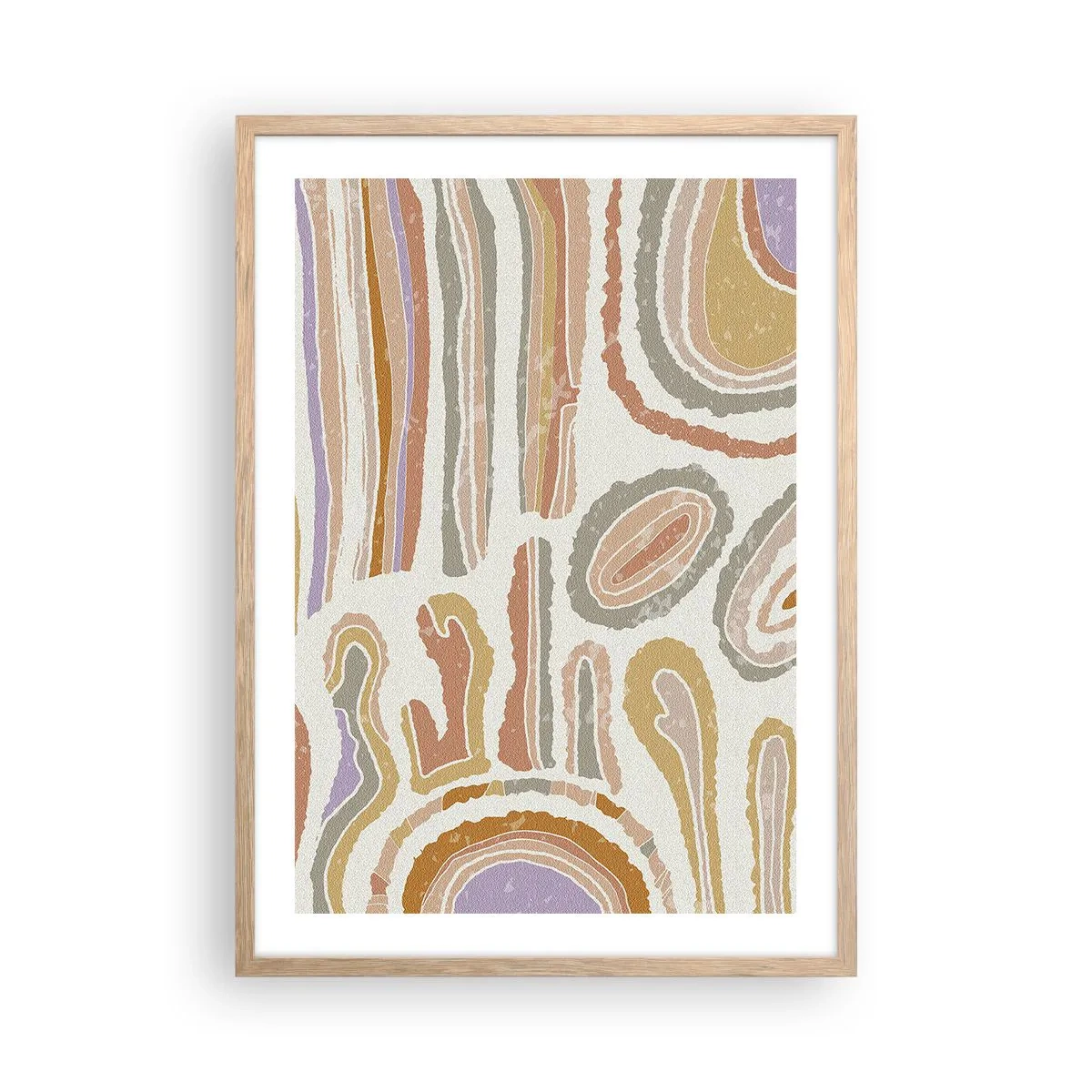 Póster en marco roble claro - Cortes transversales llenos de color - 50x70 cm