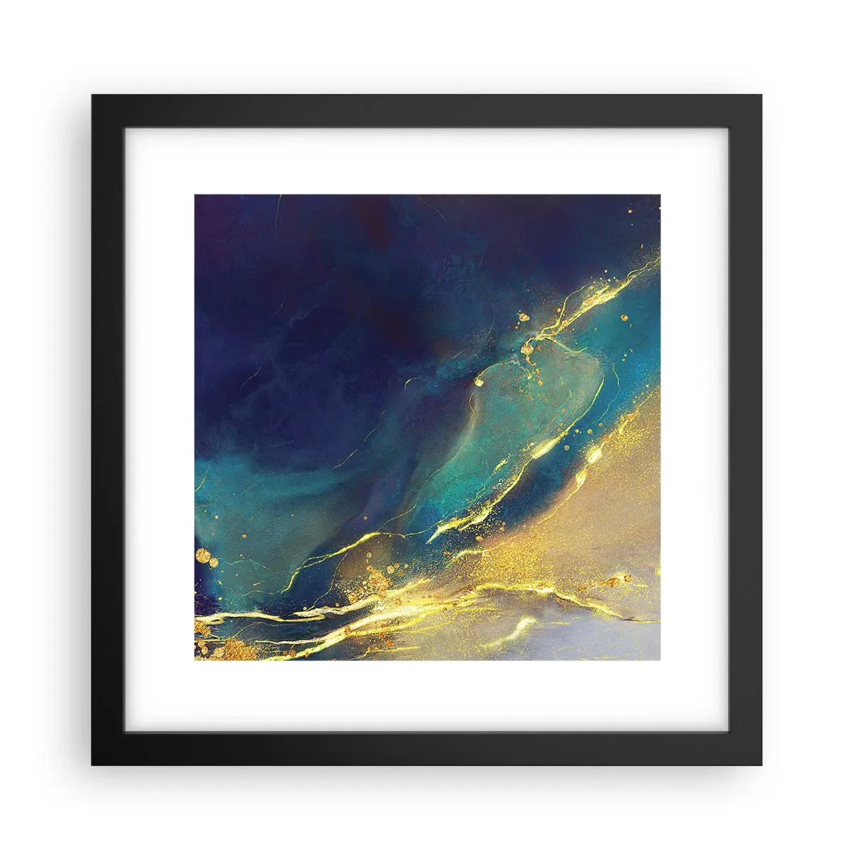 Póster en marco negro - Inundación dorada - 30x30 cm