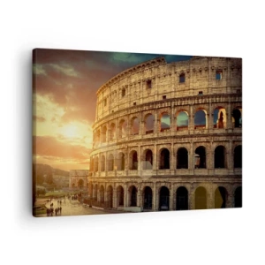 Cuadro sobre lienzo - Impresión de Imagen - El Coliseo de Roma al atardecer - 70x50cm - Una impresión colosal - Decoración de pared moderna para salón y dormitorio ARTTOR