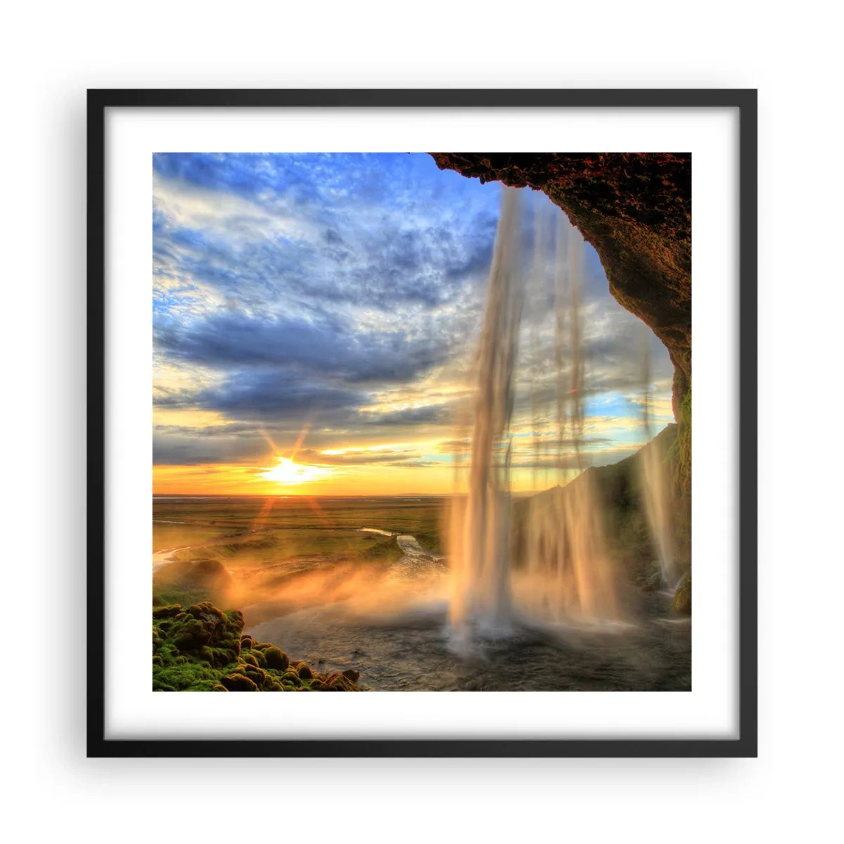 Póster en marco negro - El mundo tras el velo de las gotas - 50x50 cm