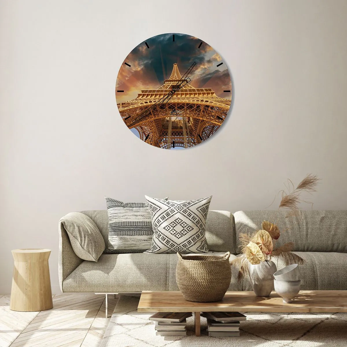 Reloj de pared - Reloj de vidrio - Mientras la humanidad alcanza el cielo - 30x30 cm