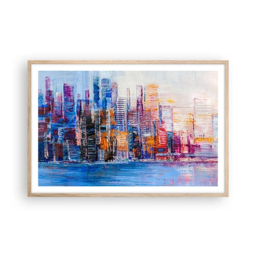 Póster en marco roble claro - Una metrópoli alegre - 91x61 cm