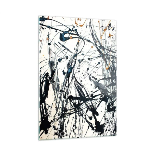 Cuadro sobre vidrio - Impresiones sobre Vidrio - Salpicaduras de pintura dinámicas sobre un fondo blanco - 50x70cm - Abstracción expresionista - Decoración de pared moderna para salón y dormitorio ARTTOR