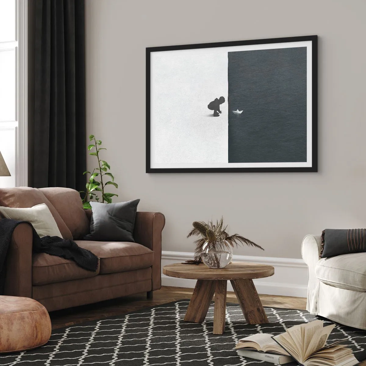 Póster en marco negro - Una gran expedición náutica - 40x30 cm