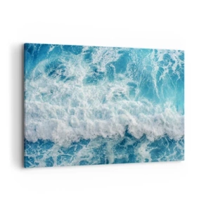 Cuadro sobre lienzo - Impresión de Imagen - Olas oceánicas dinámicas en tonos azules - 100x70cm - Alegre y con mucho brío - Decoración de pared moderna para salón y dormitorio ARTTOR