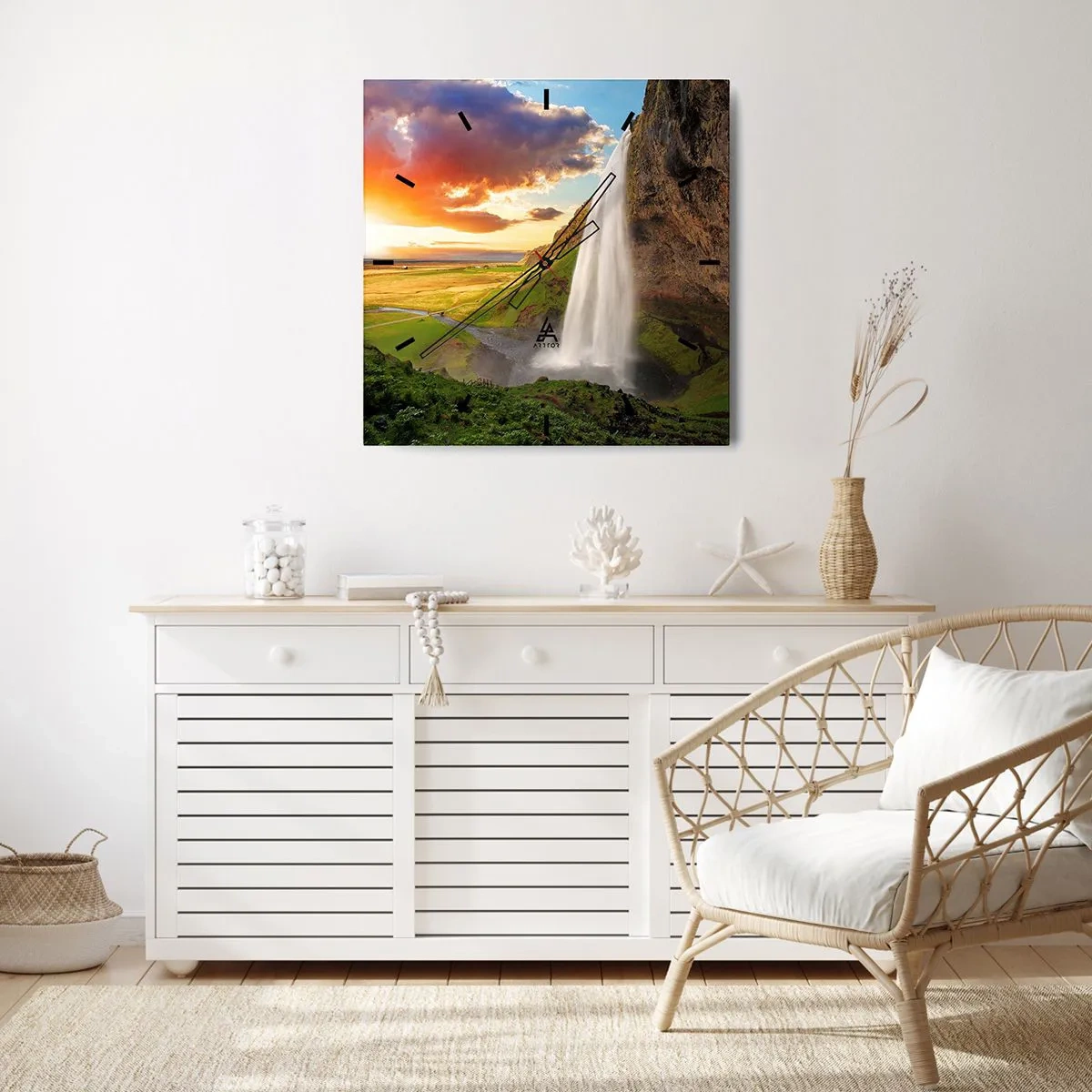 Reloj de pared - Reloj de vidrio - La plenitud del verano islandés - 40x40 cm