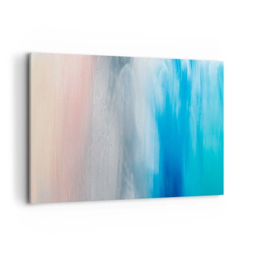 Cuadro sobre lienzo - Impresión de Imagen - Pinceladas abstractas en tonos azules y rosas - 120x80cm - Elementos: aire - Decoración de pared moderna para salón y dormitorio ARTTOR
