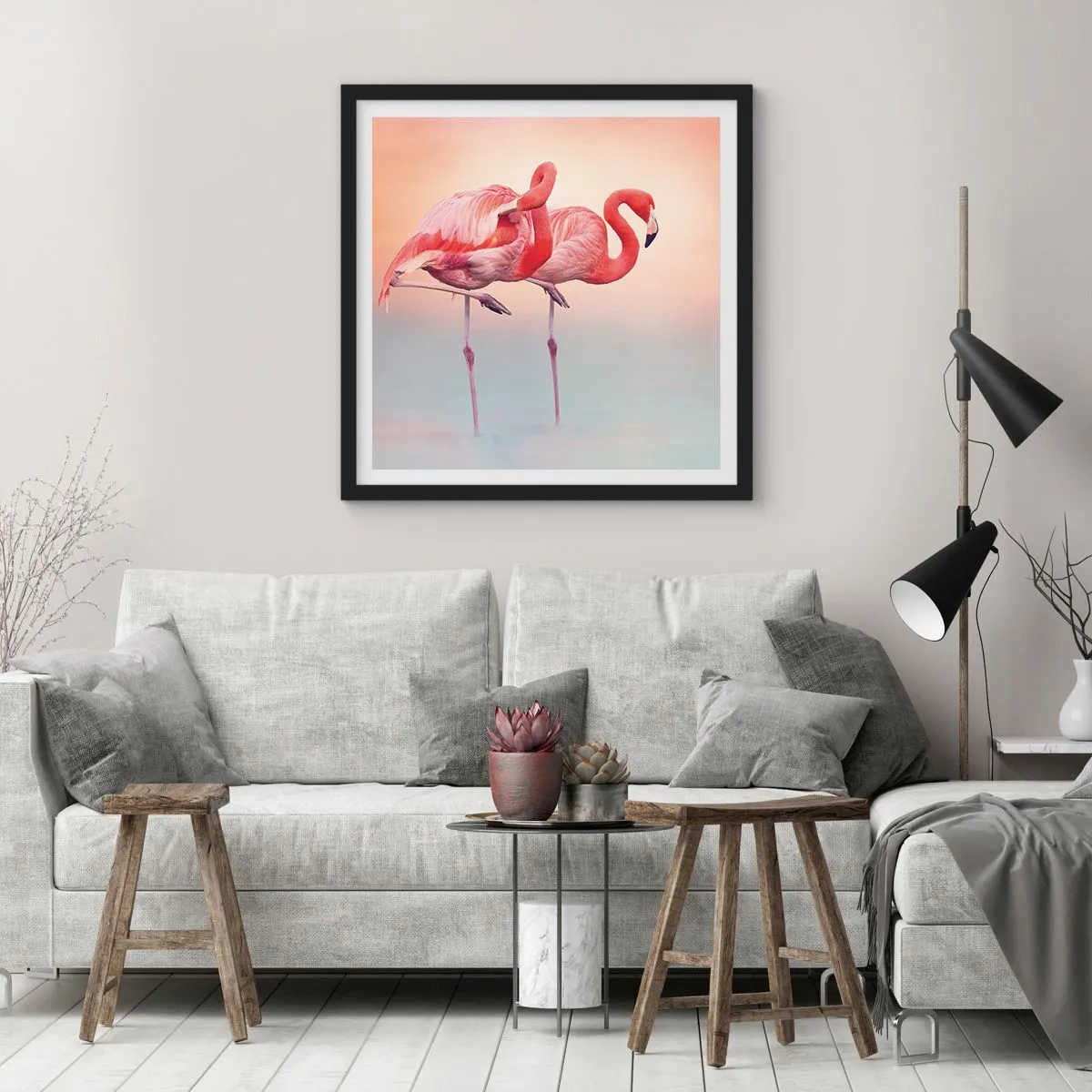 Póster en marco negro - Elegancia bajo el sol de poniente - 60x60 cm