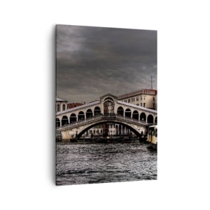 Cuadro sobre lienzo - Impresión de Imagen - Puente de Rialto en Venecia sobre el Gran Canal, arquitectura clásica. - 50x70cm - Promesa de una velada veneciana - Decoración de pared moderna para salón y dormitorio ARTTOR