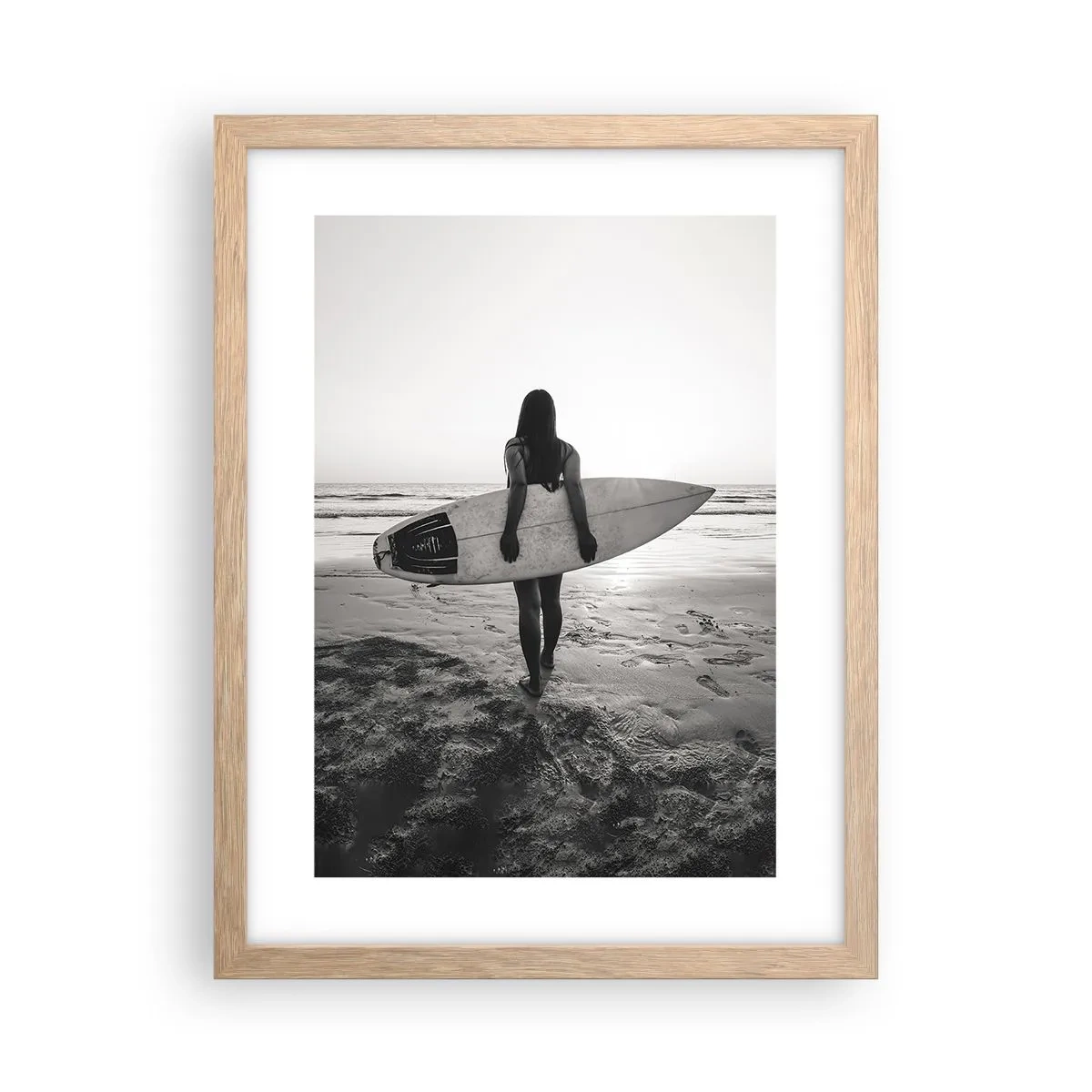 Póster en marco roble claro - Hija de las olas marinas - 30x40 cm