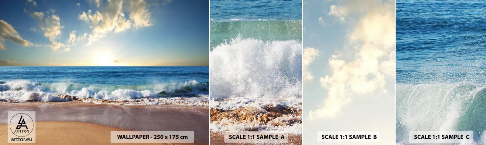 Muestra de fotomural autoadhesivo Deluxe Sticker - Movimiento y quietud al mismo tiempo - Paisaje, Mar, Playa - 100x30 cm