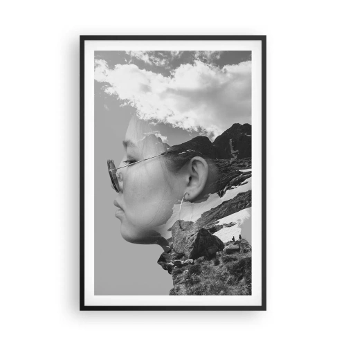 Póster en marco negro - Retrato sobre montañas y nubes - 61x91 cm