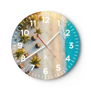 Reloj de pared - Reloj de vidrio - Bienvenidos al paraíso - 40x40 cm