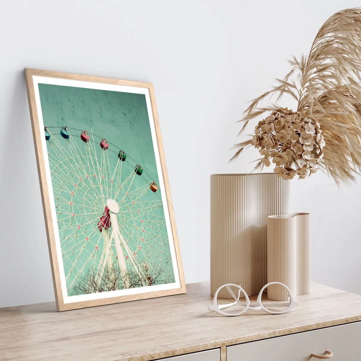 Póster en marco roble claro - Te invitamos a jugar - 70x100 cm