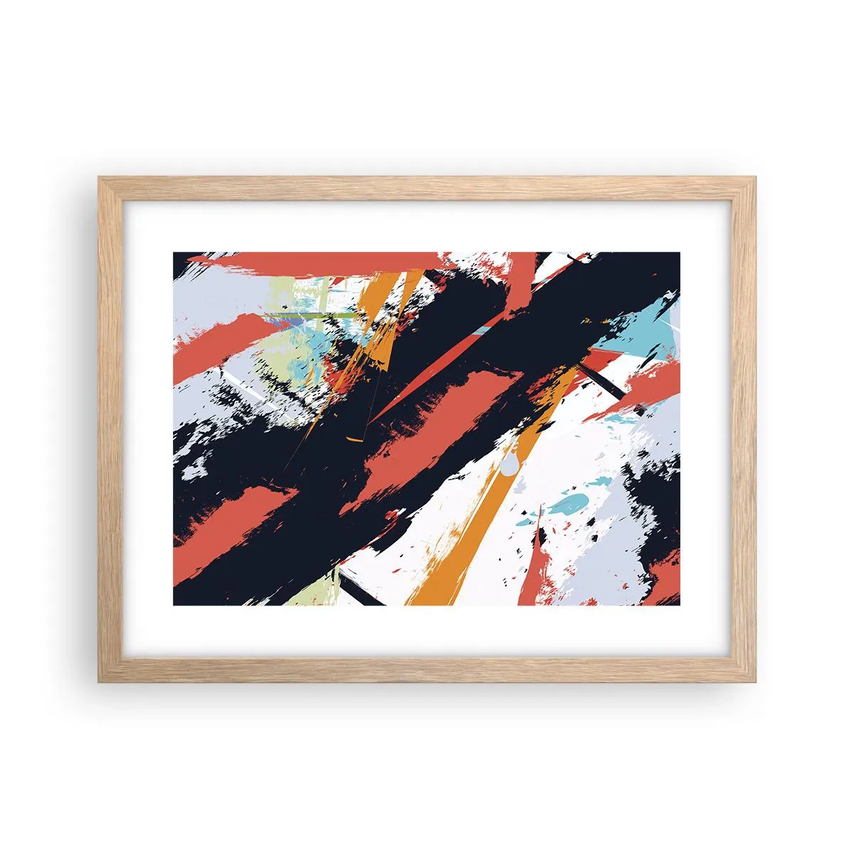 Póster en marco roble claro - Composición dinámica - 40x30 cm