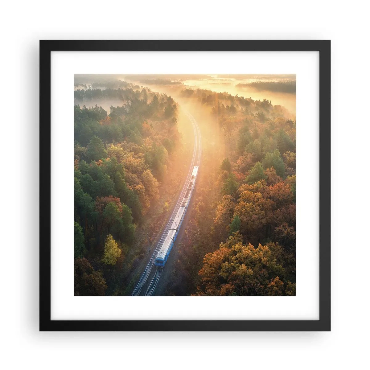 Póster en marco negro - Un viaje otoñal - 40x40 cm