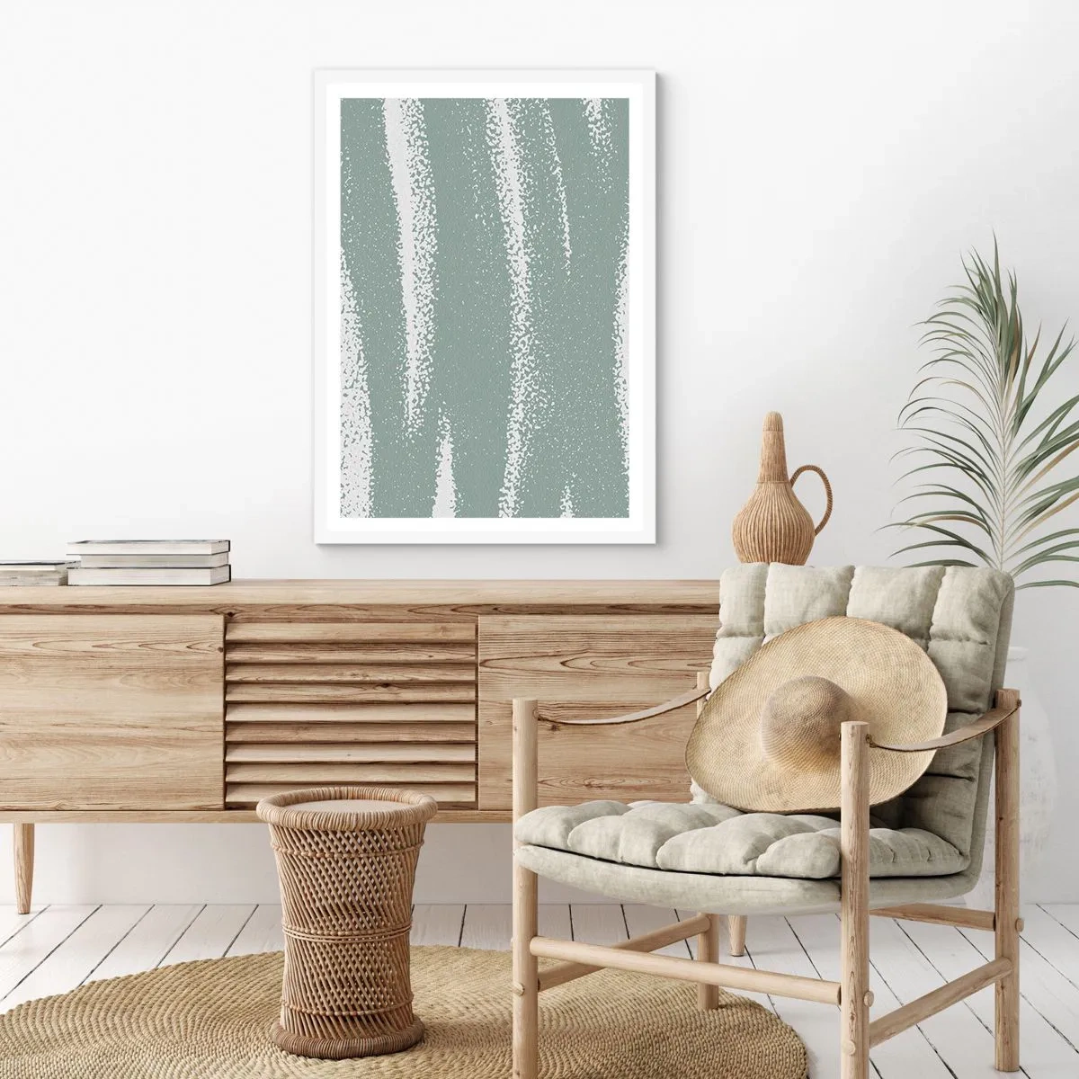 Póster en marco blanco - Abstracción invernal - 40x50 cm