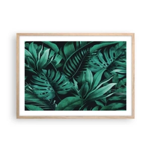 Póster en marco roble claro - Profundidad del verde tropical - 70x50 cm
