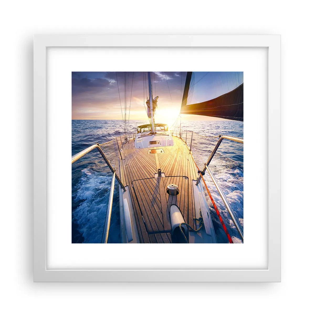 Póster en marco blanco - Corriendo sobre las olas - 30x30 cm